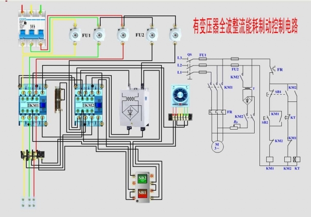 常用電動(dòng)機(jī)控制實(shí)物接線圖+原理圖(圖5) 常用電動(dòng)機(jī)控制實(shí)物接線圖+原理圖(圖5)